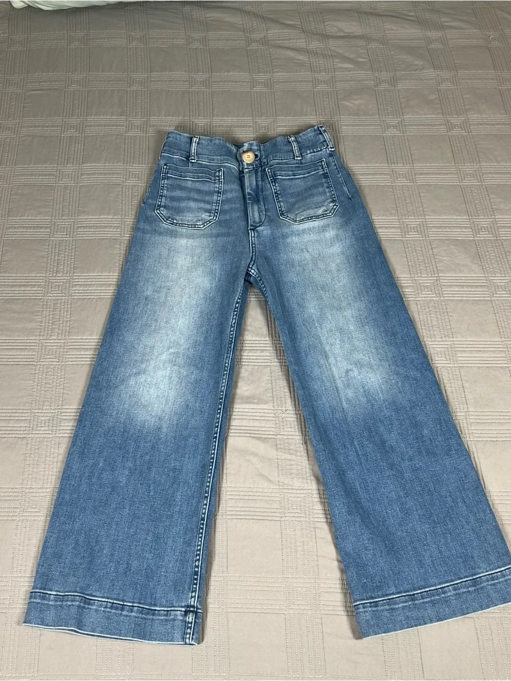 Anthropologie Maeve The Colette Cropped Wide-Leg Jeans Blue Denim Size 27